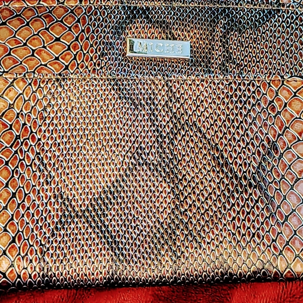 MICHE Bronze And Black Snake Skin. Purse Cover With Black Inside.